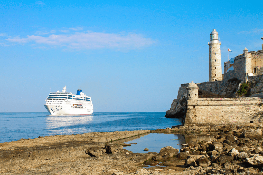 The Fathom ship Adonia is seen sailing in Cuba. Airbnb and the cruise line are promoting a deal that gives a $250 cruise discount to new hosts.  