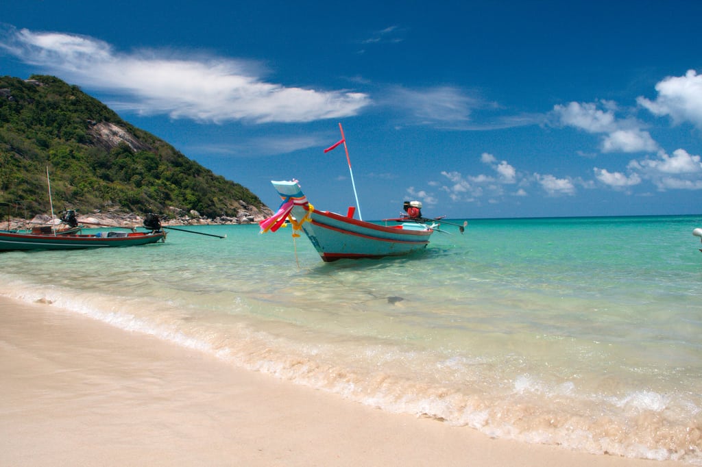 A boat anchored on a beach in Thailand February 25, 2009.