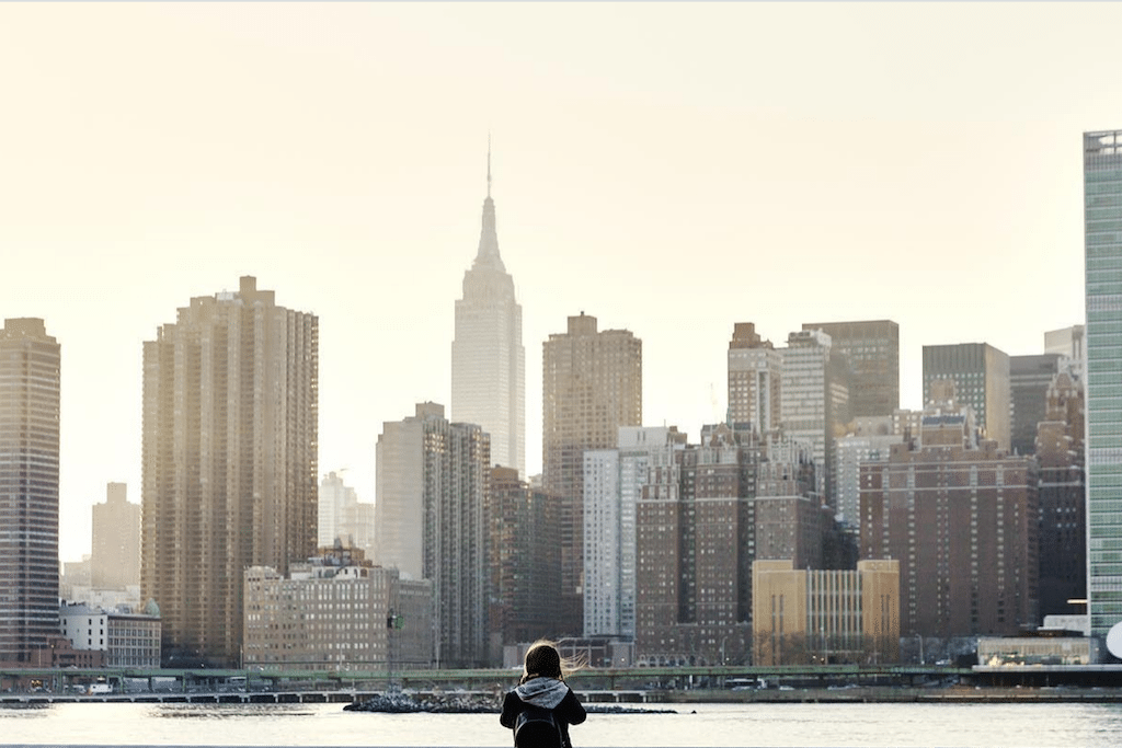 A marketing image from Airbnb's website promoting New York City. 