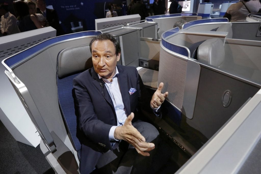 United's stock is up but now investors are waiting for the airline to make good on its improvement promises. Pictured, CEO Oscar Munoz speaks June 2, 2016 in New York.