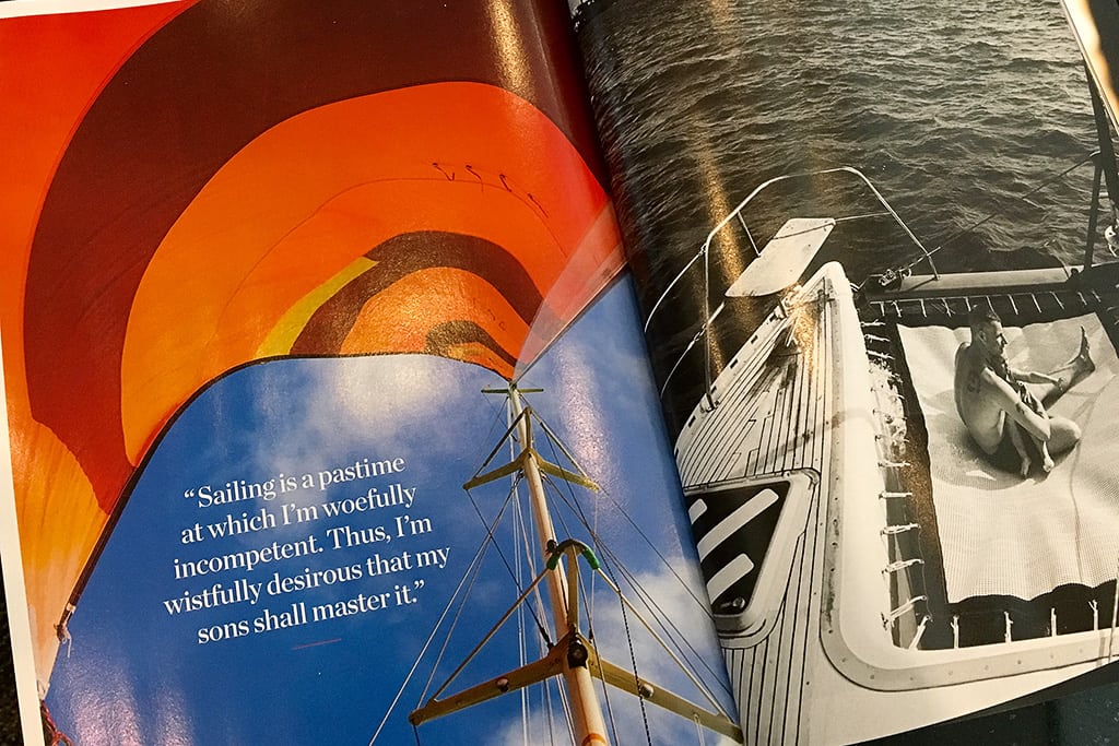 An interior spread from the June 2015 issue of United Airlines' Rhapsody magazine. 
