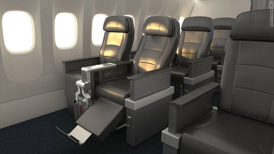 American Airlines plans to break out its premium economy seats into its own cabin on certain international flights beginning April 2, 2017.