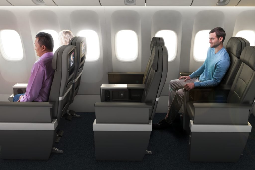 Promotional image of American Airlines' new premium economy cabin. 