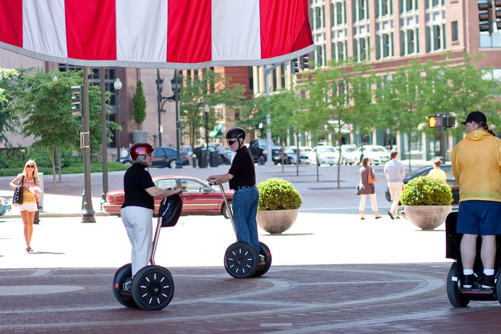 JD Power found 48 percent of U.S. travelers are pleased with their destination experiences. Pictured are travelers on a Segway tour in Boston.