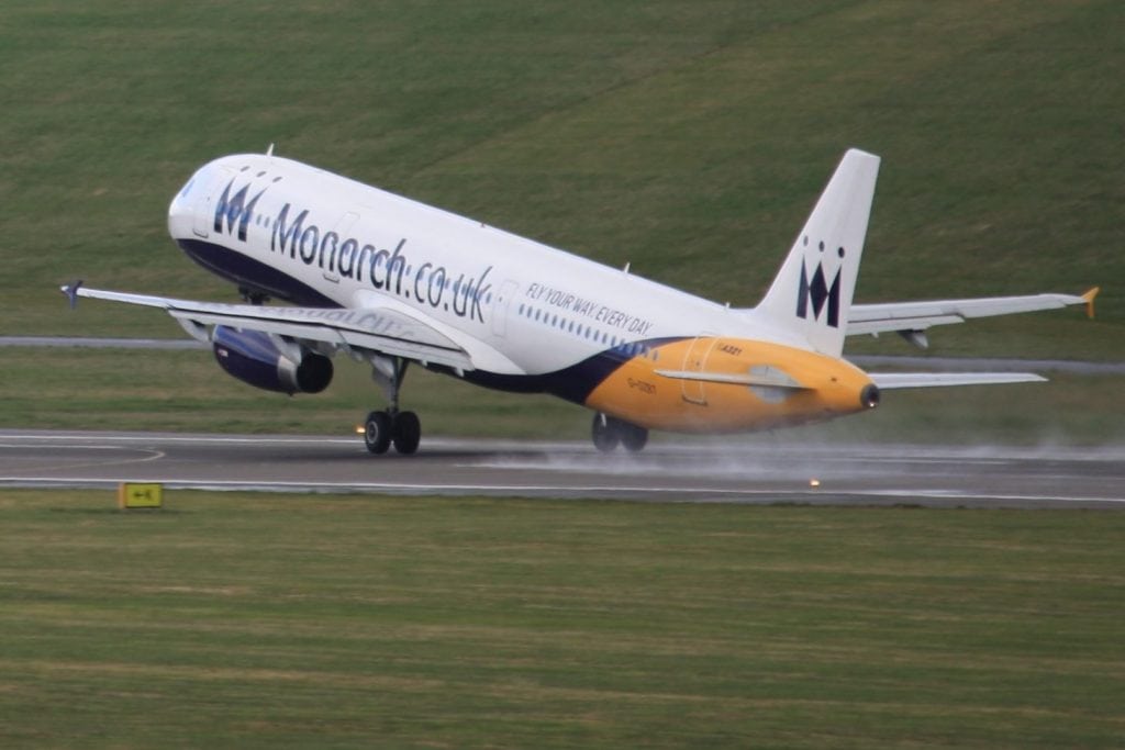 A Monarch aircraft taking off. The company has been granted a 12-day extension to its operating licences.