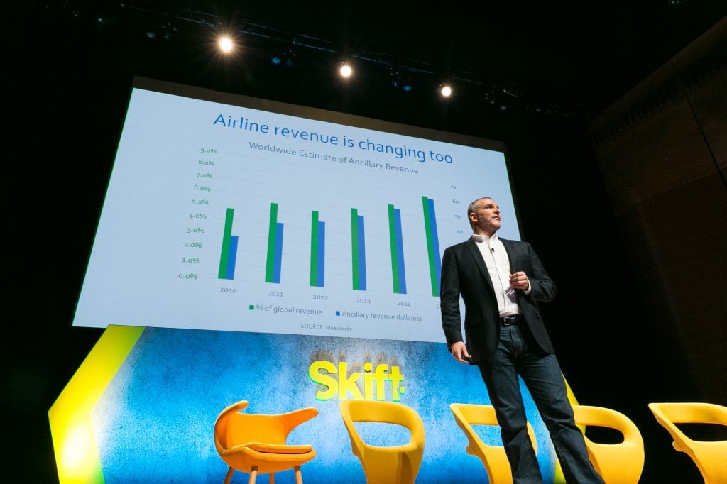 Routehappy CEO Robert Albert at Skift Global Forum 2016 in New York City. Routehappy was acquired by ATPCO this week.