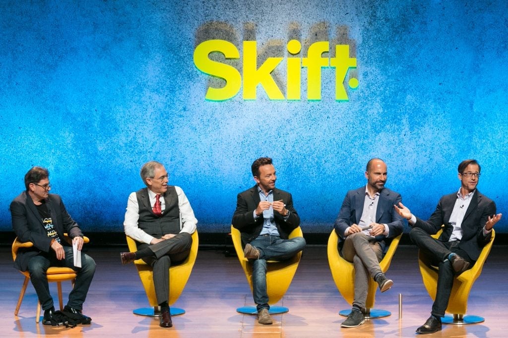 The Oral History of Online Travel panel at Skift Global Forum 2016. 
