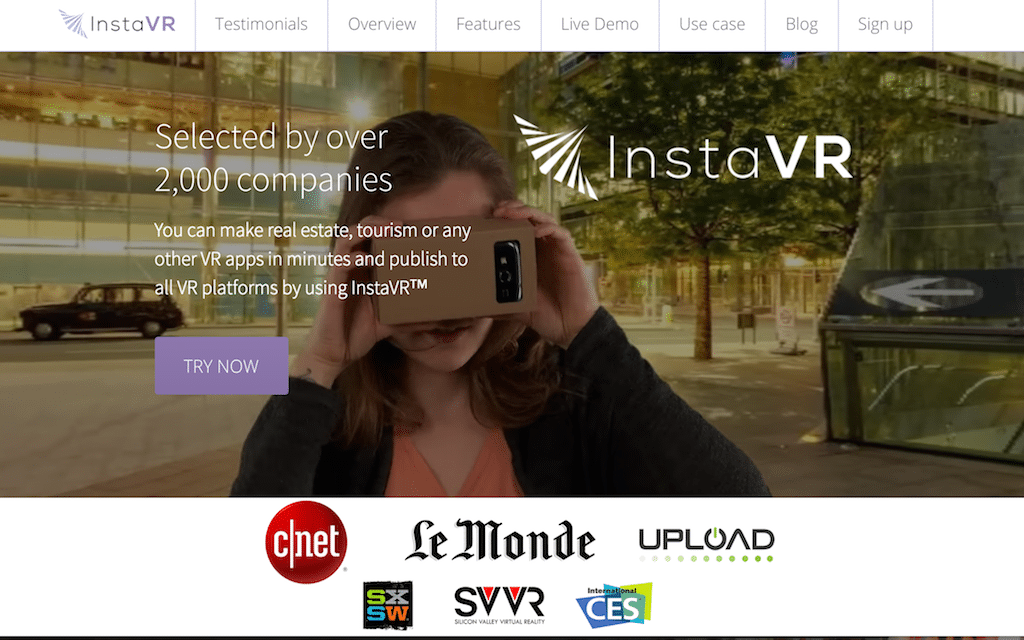 InstaVR is a software-as-a-service marketing platform that helps brands produce virtual reality content.