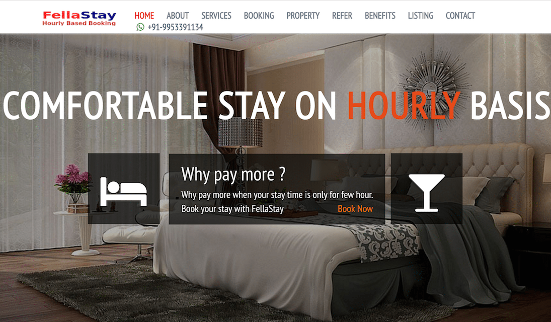Fellastay helps travelers book hotel rooms on an hourly basis.