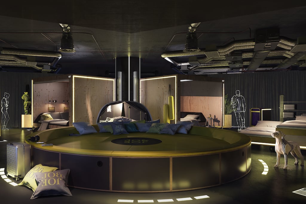 A rendering of the "Together" room, a dorm-like space within Jo&Joe. 