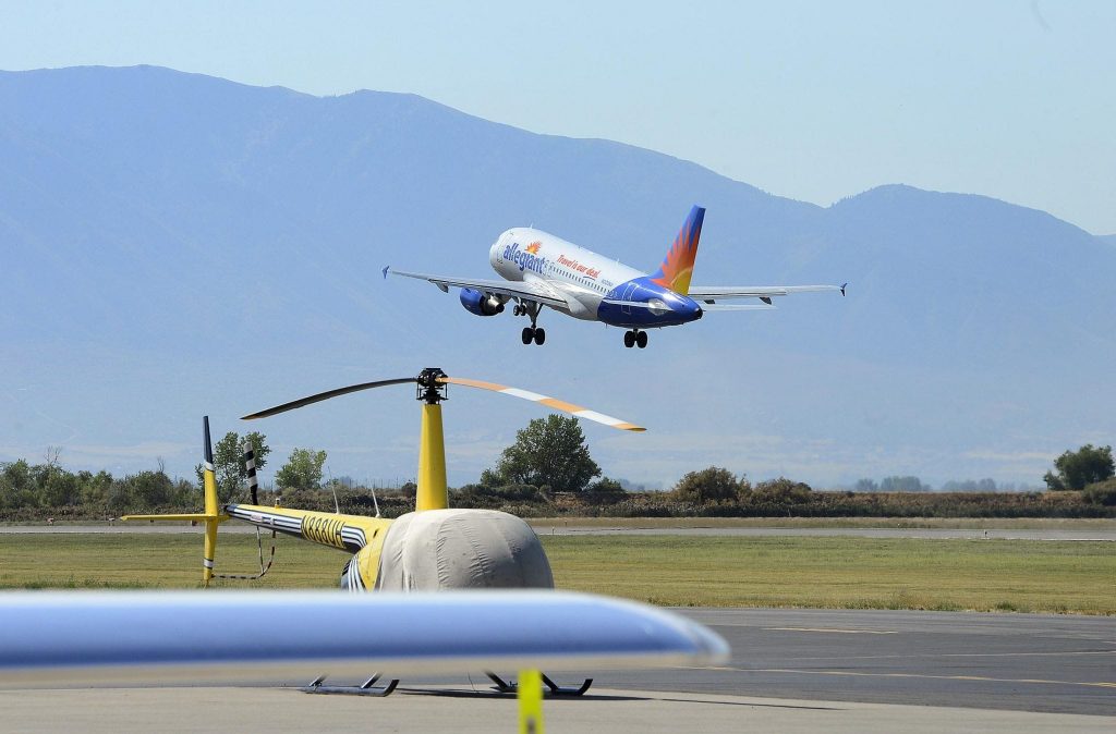 An Allegiant Air Airbus jet takes off from Provo, Utah. The airline prefers to fly travelers from smaller markets to popular vacation destinations. 
