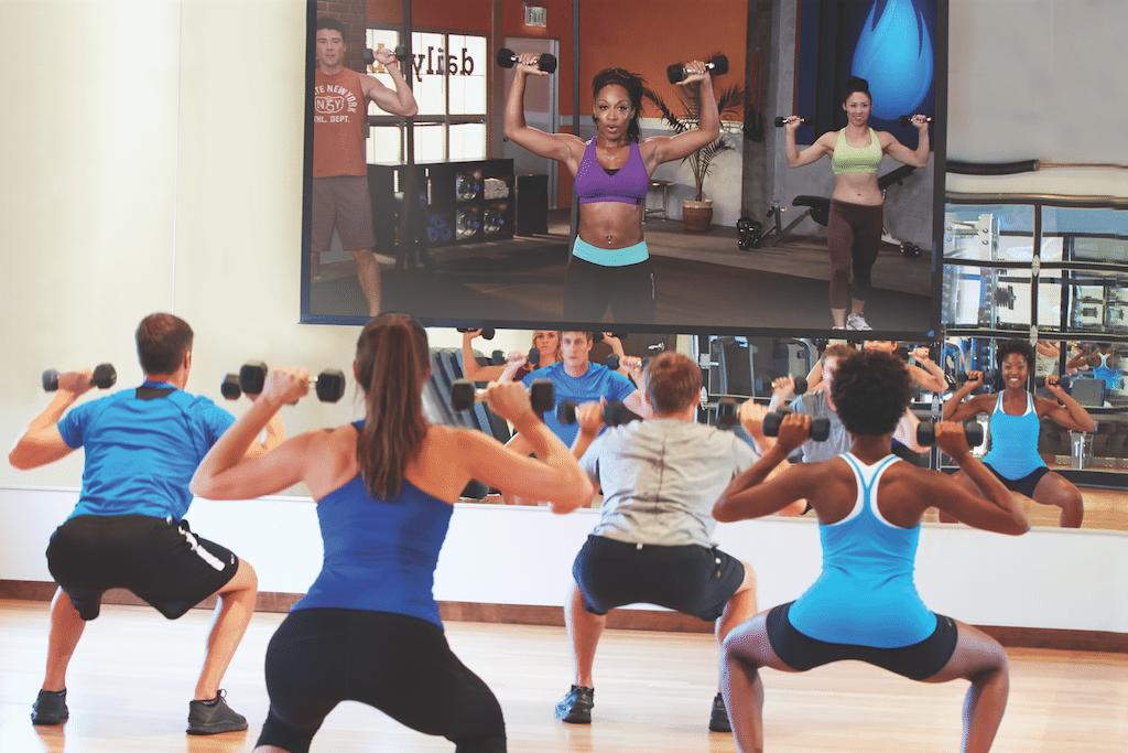 Guests staying at the Charlotte City Center Marriott can work out to on-demand fitness classes. 