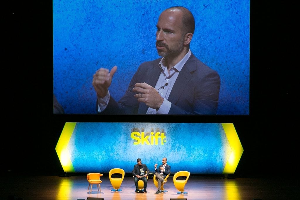 Expedia believes that it can turn HomeAway into a unicorn in terms of global scale. Pictured is Expedia CEO Dara Khosrowshahi speaking at Skift Global Forum 2016. 