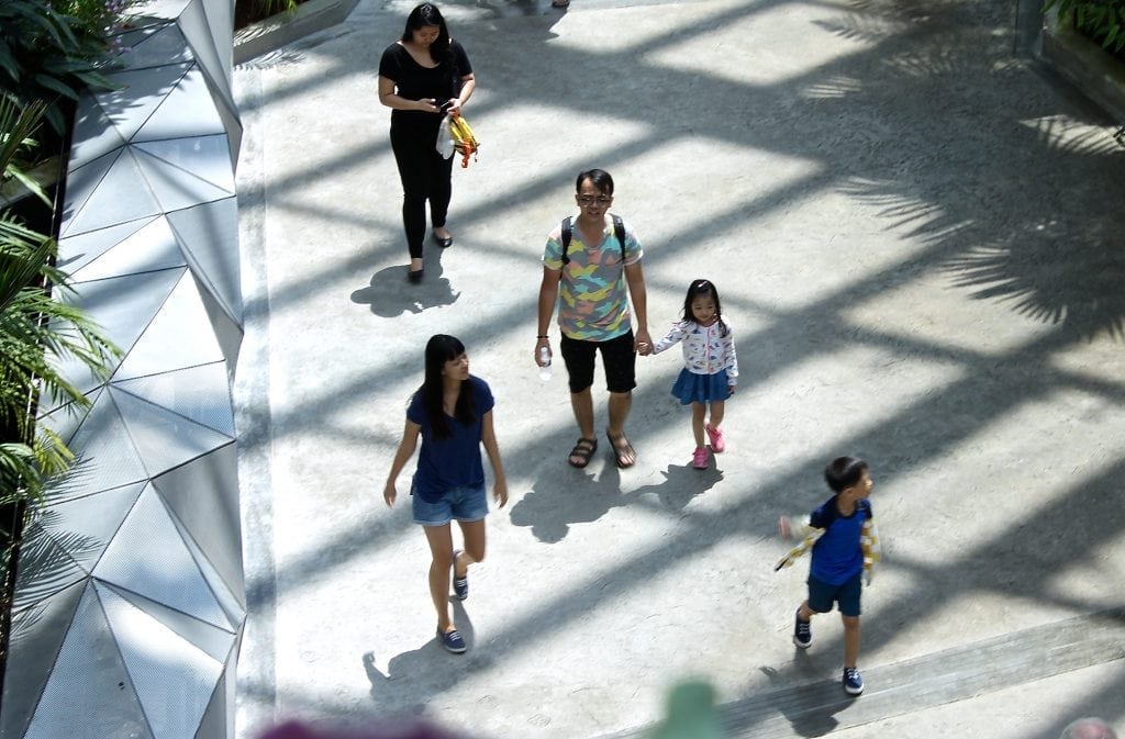Chinese tourists in Singapore.