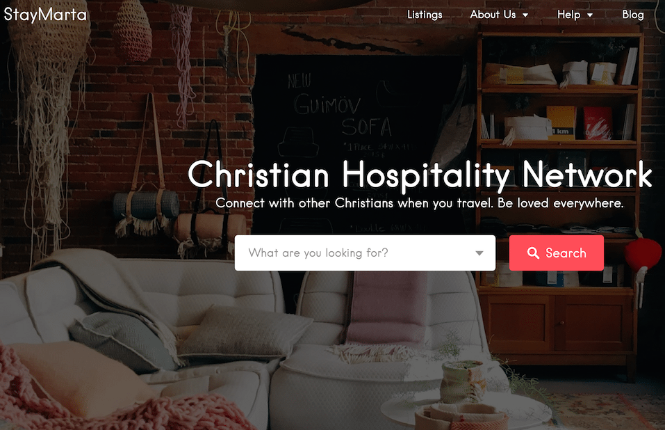 StayMarta is an alternative accommodations booking site focused on Christian travelers.