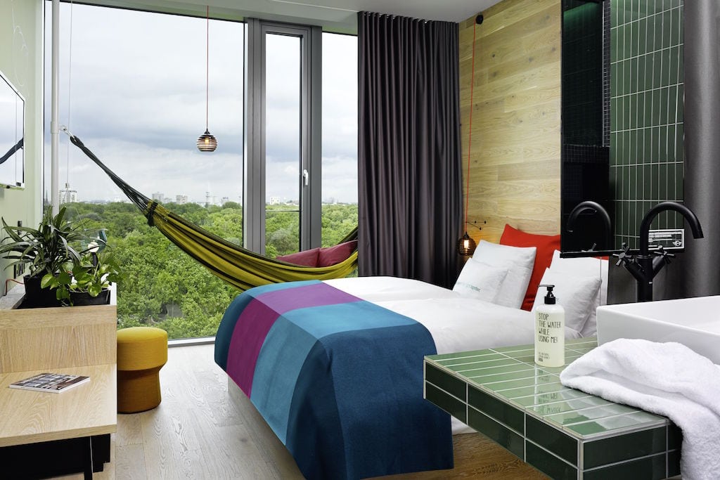 A guest room at the 25hours Hotel Bikini Berlin. The hotel was designed with a jungle theme. AccorHotels recently announced its intention to acquire a 30 percent stake in the boutique hotel chain. 
