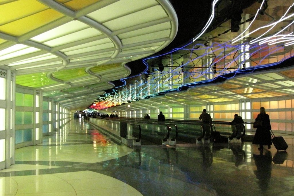 A new report from the Global Business Travel Association shows there are disconnects between what travelers know and what their companies think they know. Here, travelers are shown at Chicago O'Hare International Airport.