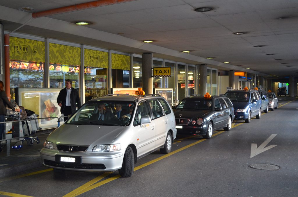A Priceline Group startup, Rideways, is a private car service aimed a providing attractively priced transportation services for international travelers. Pictured are taxis lined up at Geneva Airport on October 13, 2010.