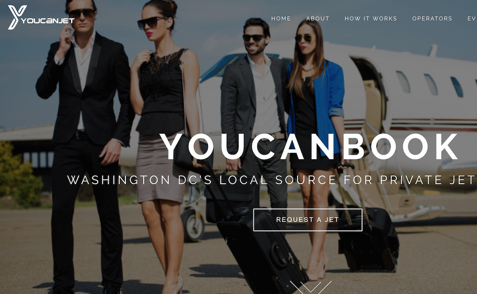 YouCanJet is a private jet booking site based in Washington, D.C.