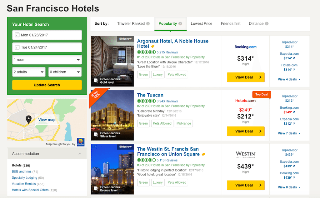 Consumers will now be able to book hotels through Expedia but on TripAdvisor without having to leave the TripAdvisor site. The agreement should be a jolt in the arm for TripAdvisor in its quest to become a viable booking site.