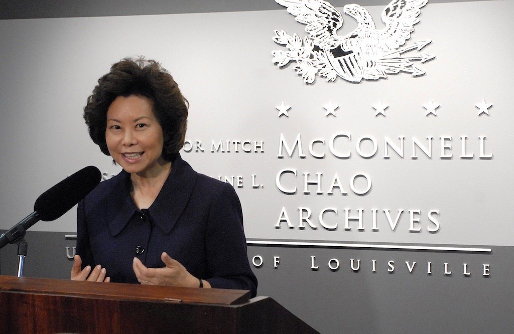 Donald Trump has selected Republican stalwart Elaine Chao to head the Department of Administration during his term. Here, Chao addresses a crowd at the University of Louisville in 2009.