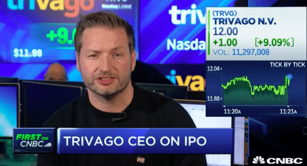 Trivago CEO Rolf Schrömgens talked about what's difficult about shopping for hotels online on December 16, 2016, the first day the company's stock traded on Nasdaq.