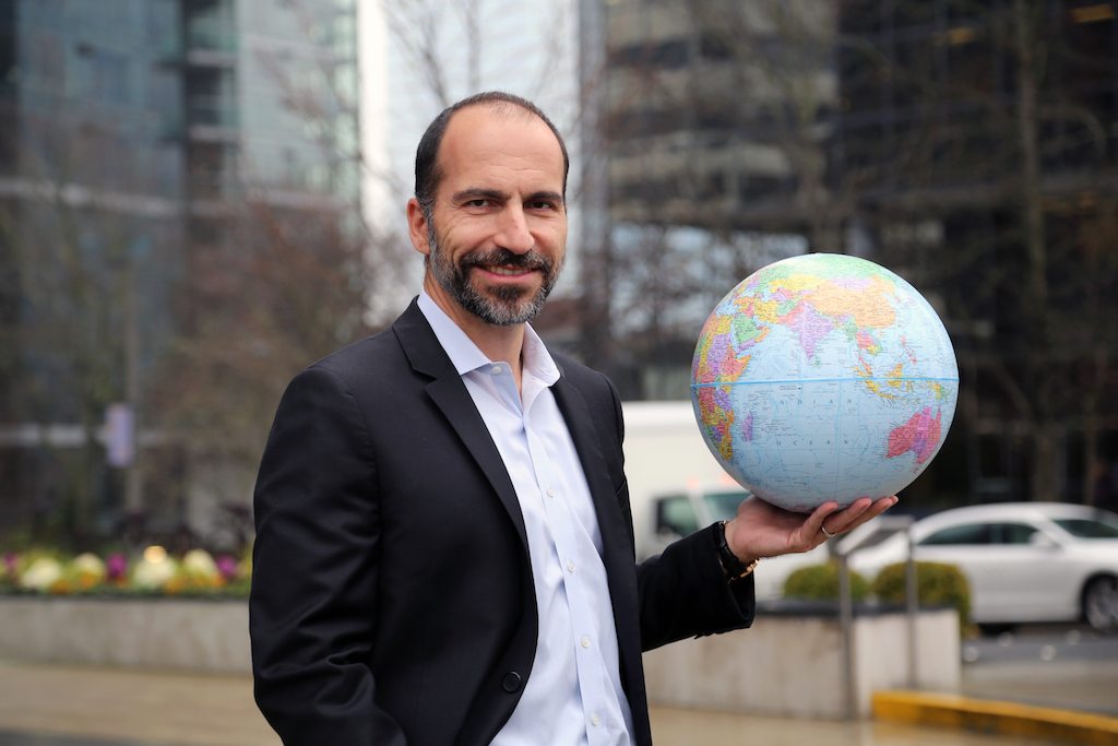 Expedia CEO Dara Khosrowshahi, shown outside the company's Bellevue, Washington headquarters, has come out strongly against President Trump's executive order curbing travel from seven Muslim-majority countries.