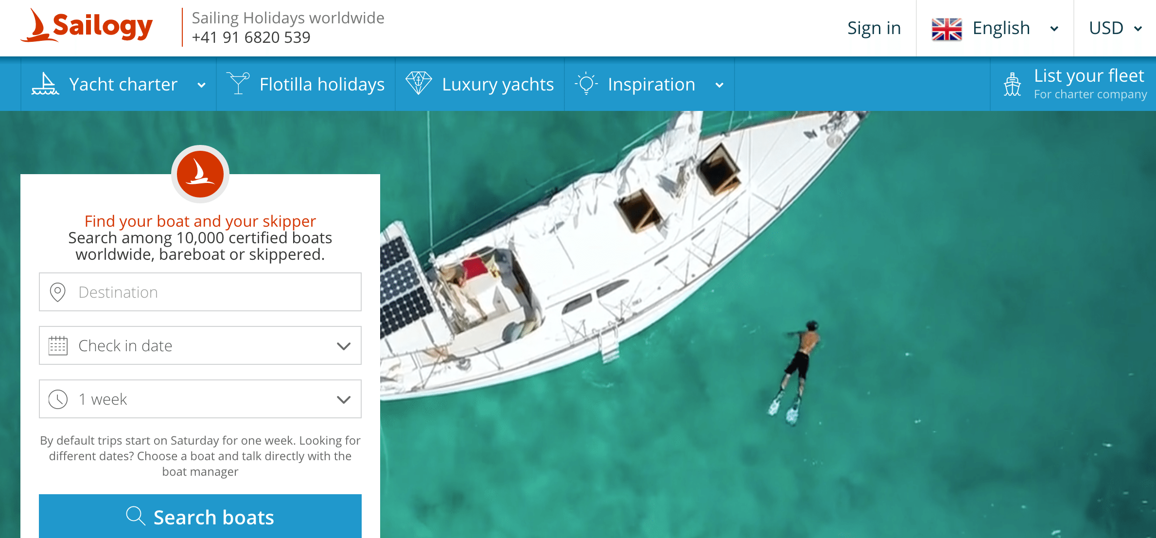 Sailogy connects consumers to yacht charter companies and private boat owners.
