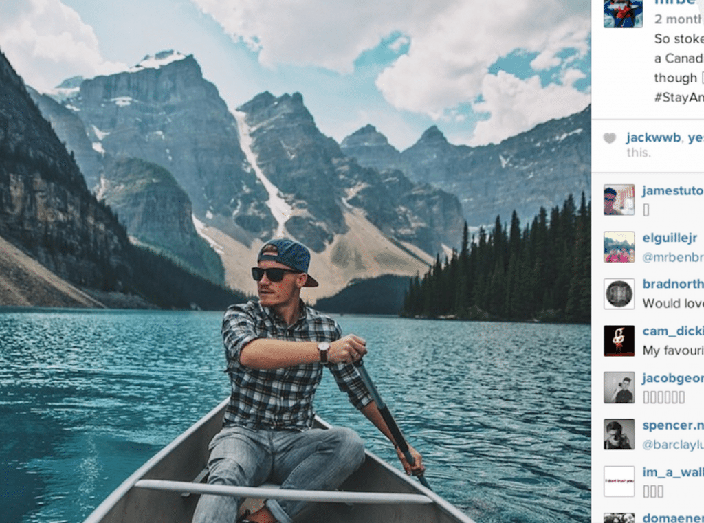 This week we look at startups helping travel brands connect with influencers. Pictured is Instagram influencer Ben Brown on a trip in Alberta, Canada.