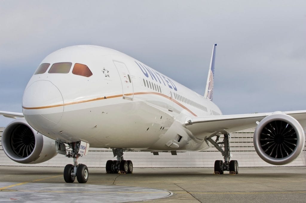A United Airlines Boeing 787. United is using the aircraft on many of its new long-haul international routes. 