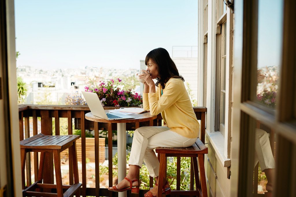 A promotional image from Airbnb depicting a business traveler staying in an Airbnb. A new report from Morgan Stanley Research suggests Airbnb's success in becoming a major competitive threat to traditional hotels hinges on its ability to succeed in growing its usage by business travelers.  