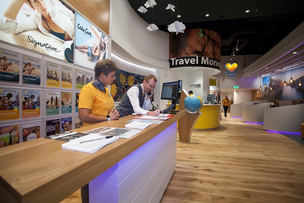 A Thomas Cook retail outlet. The company has struck a hotel outsourcing deal with Expedia.