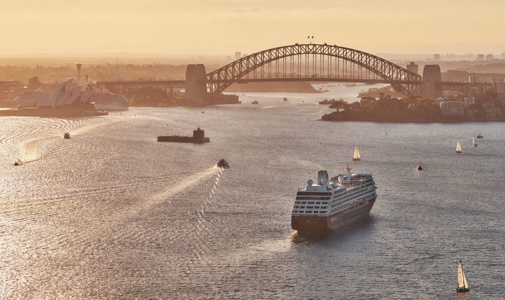 Azamara is putting an even greater focus on land experiences with new activities and itineraries. Here, the Azamara Quest is shown in Sydney Harbour.