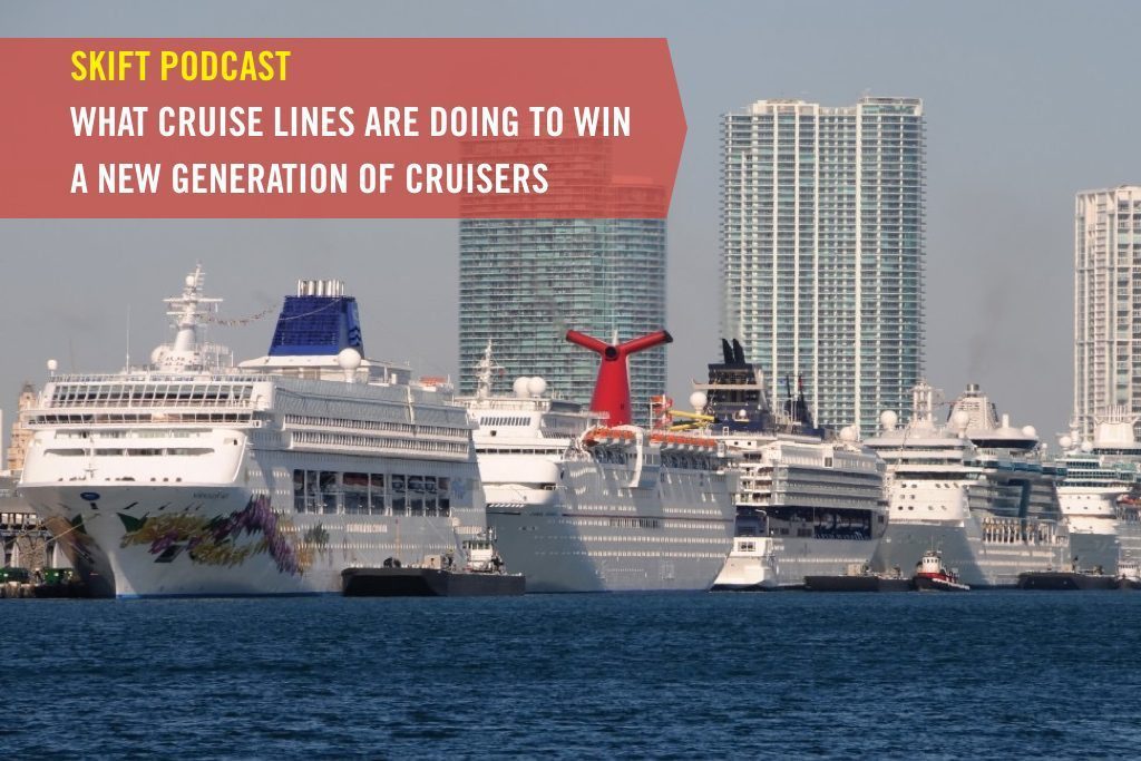 A line of ships are pictured at PortMiami. Cruise lines are trying to attract newcomers and millennials to cruise vacations.