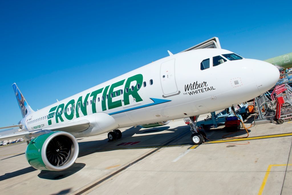 Frontier Airlines is likely delaying its initial public offering, sources told Bloomberg. Pictured is the carrier's first Airbus A320neo. 