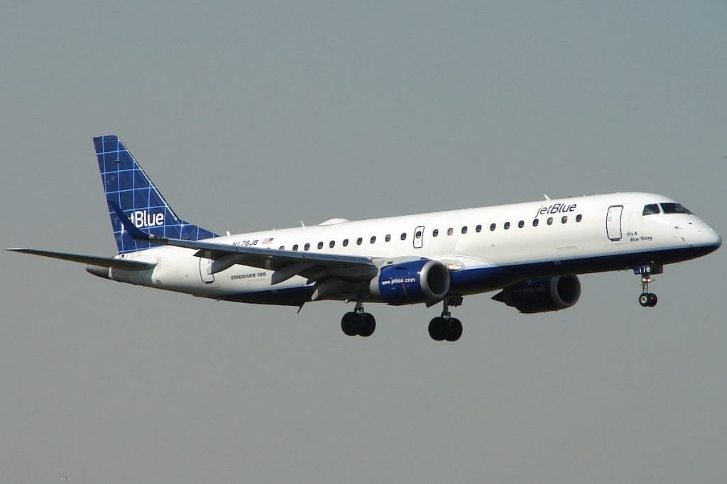 JetBlue's Embraer E190s, including the one pictured above, will be gone from the fleet by 2025. JetBlue is taking an impairment charge of more than $300 million as a result.