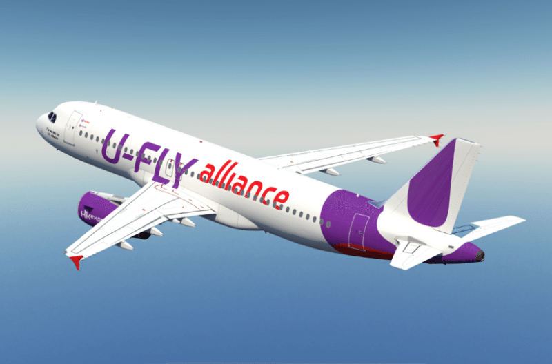 The U-FLY alliance has five airline members in China, Hong Kong and South Korea. The  livery is now on two aircraft, one on West Air and the one pictured is on an HK Express plane.