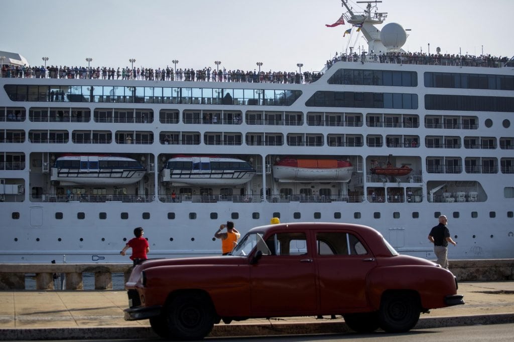 The cruise ship Adonia, the first to sail from Miami to Havana after U.S.-Cuba relations thawed, is shown arriving in Havana in May of 2016. Cuba plans to triple the capacity of the port by 2024.