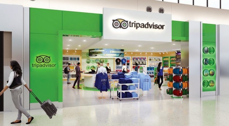 A TripAdvisor retail store at Raleigh-Durham Airport will likely carry some TripAdvisor-branded items. Pictured is a rendering of the shop.