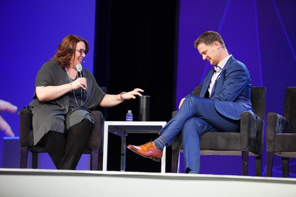 At Marketo's recent Marketing Nation event, attendees could ask strategically deployed Amazon Echo units questions about the event. Source: Freeman