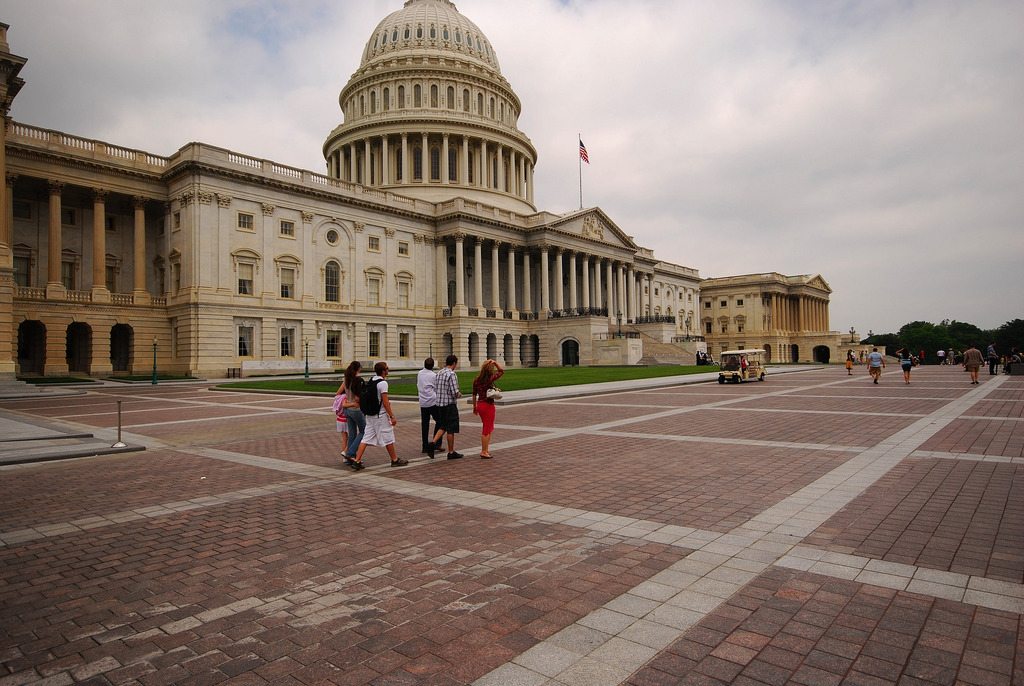 Foursquare data point to fewer international arrivals in the U.S. in 2017. Pictured are tourists exploring the U.S. Capitol grounds in Washington, D.C.