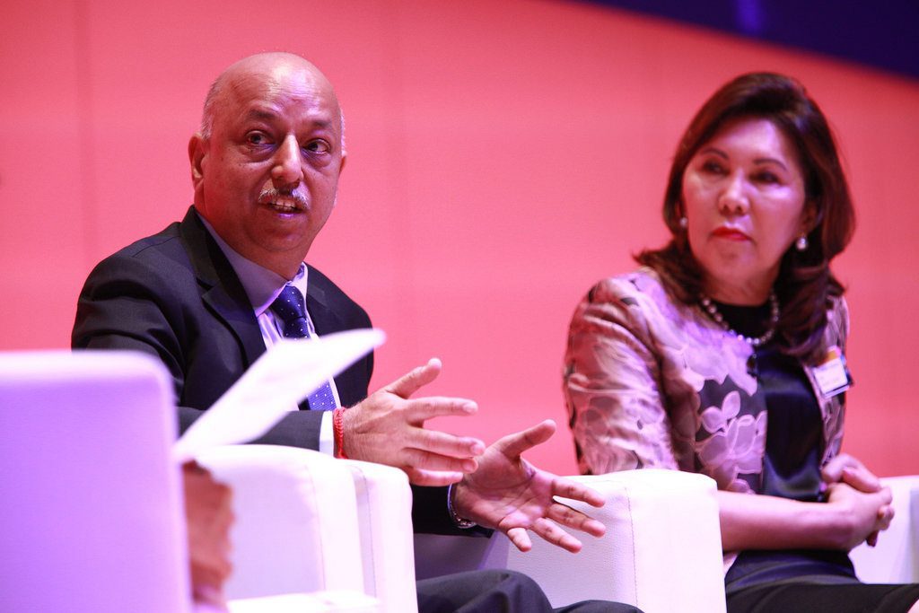 Southeast Asia wants to emulate the European Union's model for visa-free travel and Open Skies. Pictured are (left) Arun Mishra, regional director of the International Civil Aviation Organization and Wanda Teo, Secretary of Tourism for the Philippines, speaking at the World Travel & Tourism Council Global Summit in Bangkok on April 27, 2017.