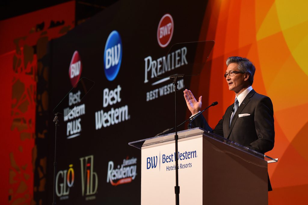 Best Western CEO David Kong at the chain’s convention in 2017. 