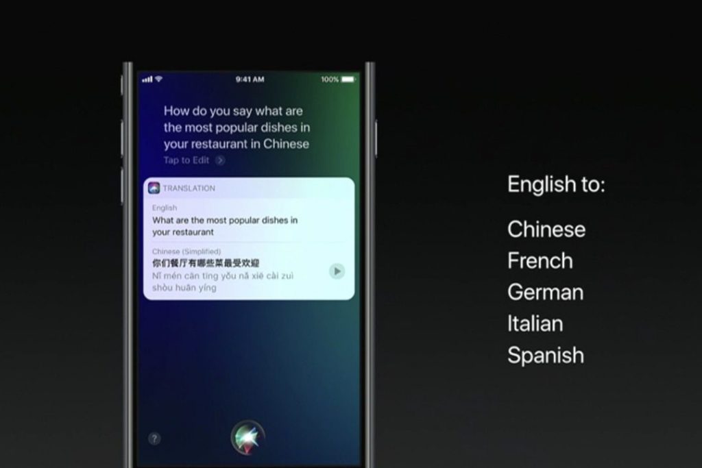 apple siri translation