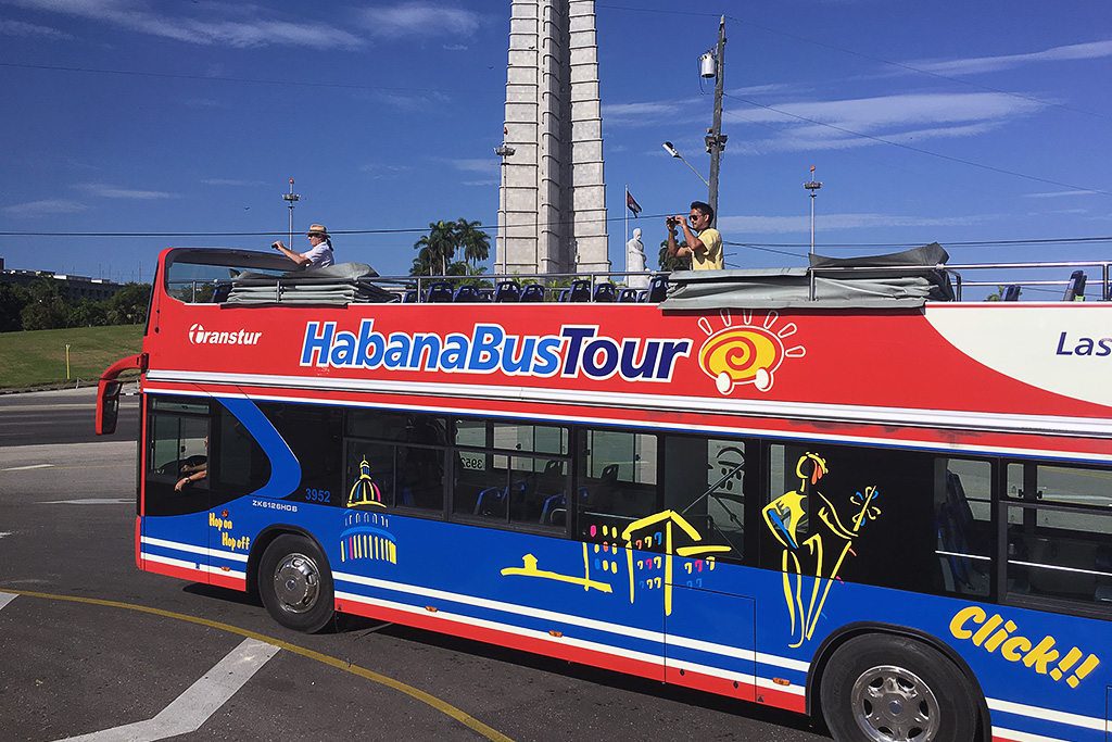 A tourist bus in Havana, Cuba. U.S. tour operators are optimistic about gaining an advantage because of the particulars of the new Cuba travel restrictions.