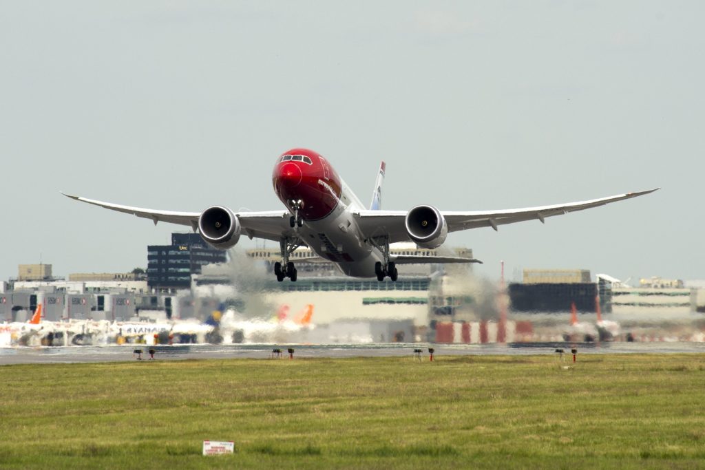 A Norwegian Dreamliner lands at London Gatwick. Low-cost carriers are gradually moving into the long-haul market.