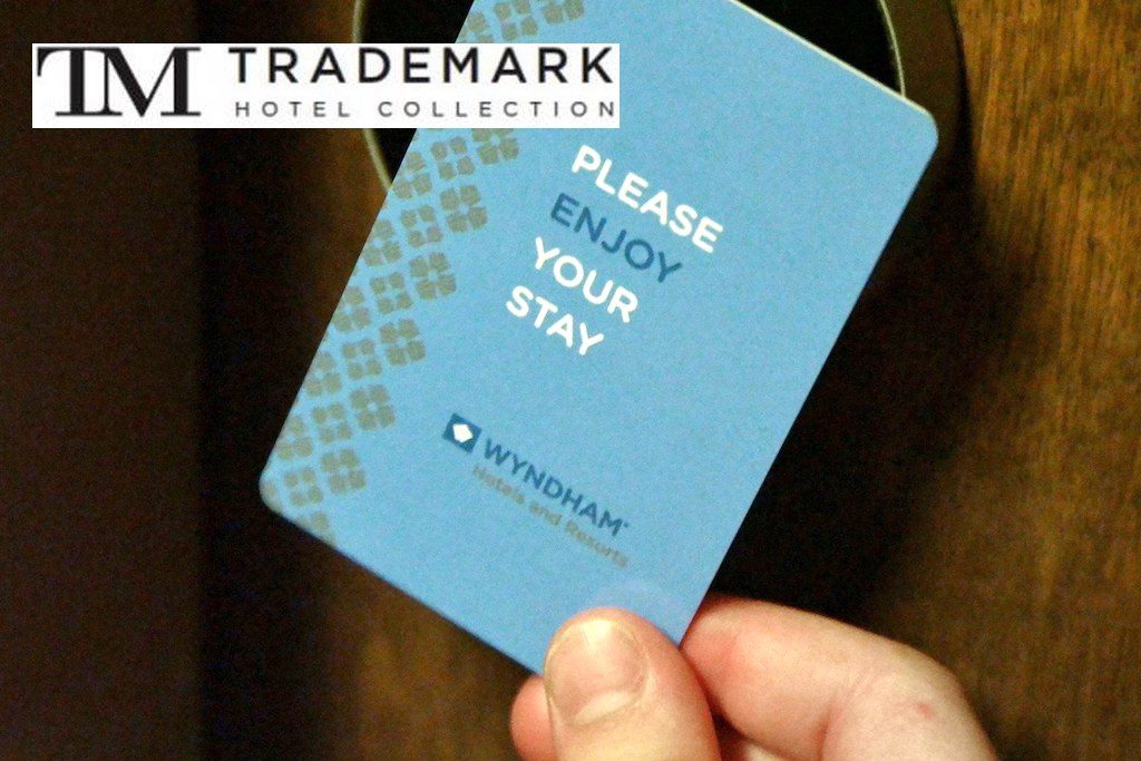 A promotional image from Wyndham, with an image of the Trademark Hotel Group logo, from the company's trademark filing. 