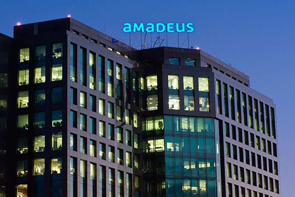 A stylized representation of Amadeus's global headquarters in Madrid, where the company is a darling of the stock market due to its long streak of producing fat earnings.