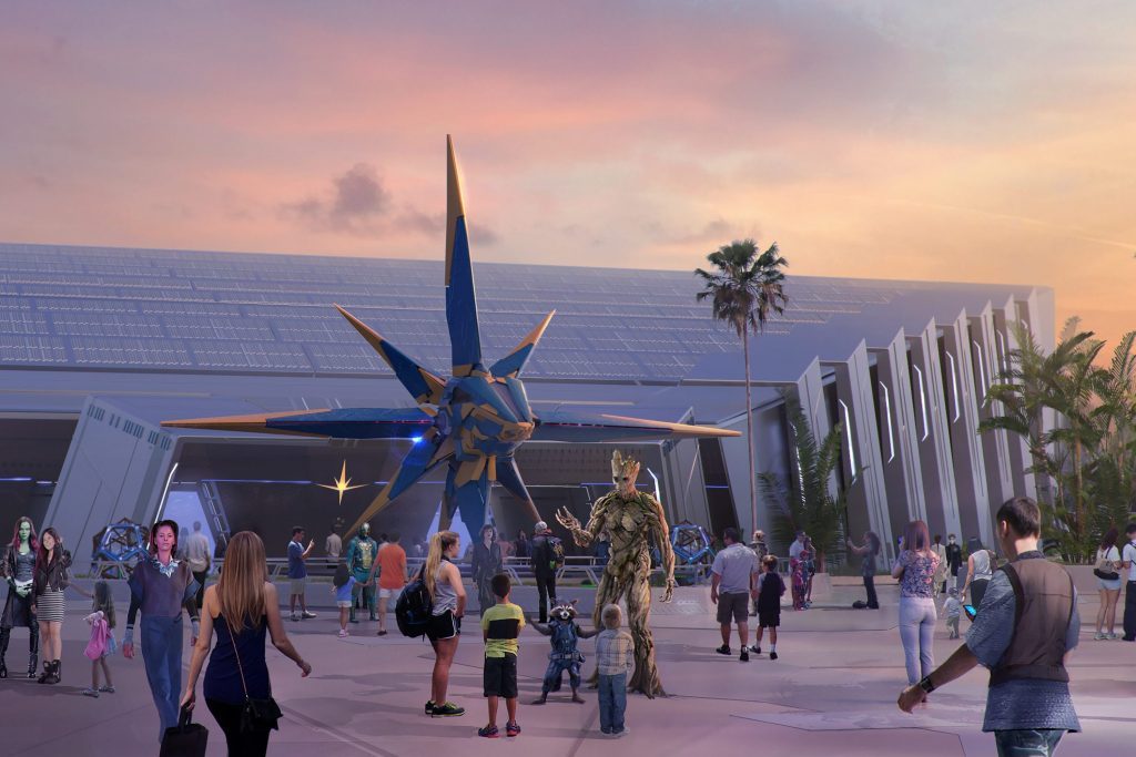 Disney announced changes for Epcot at D23 Expo this month. The outside of the upcoming Guardians of the Galaxy attraction is shown in this rendering. 