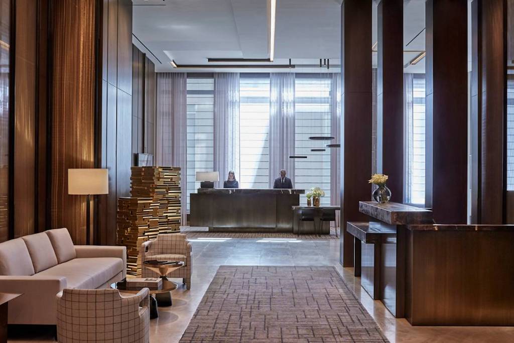 The lobby of the Four Seasons New York Downtown. Four Seasons Hotels & Resorts uses a comprehensive customer relationship management system in lieu of a formal rewards program to personalize the experience for its most loyal guests. 